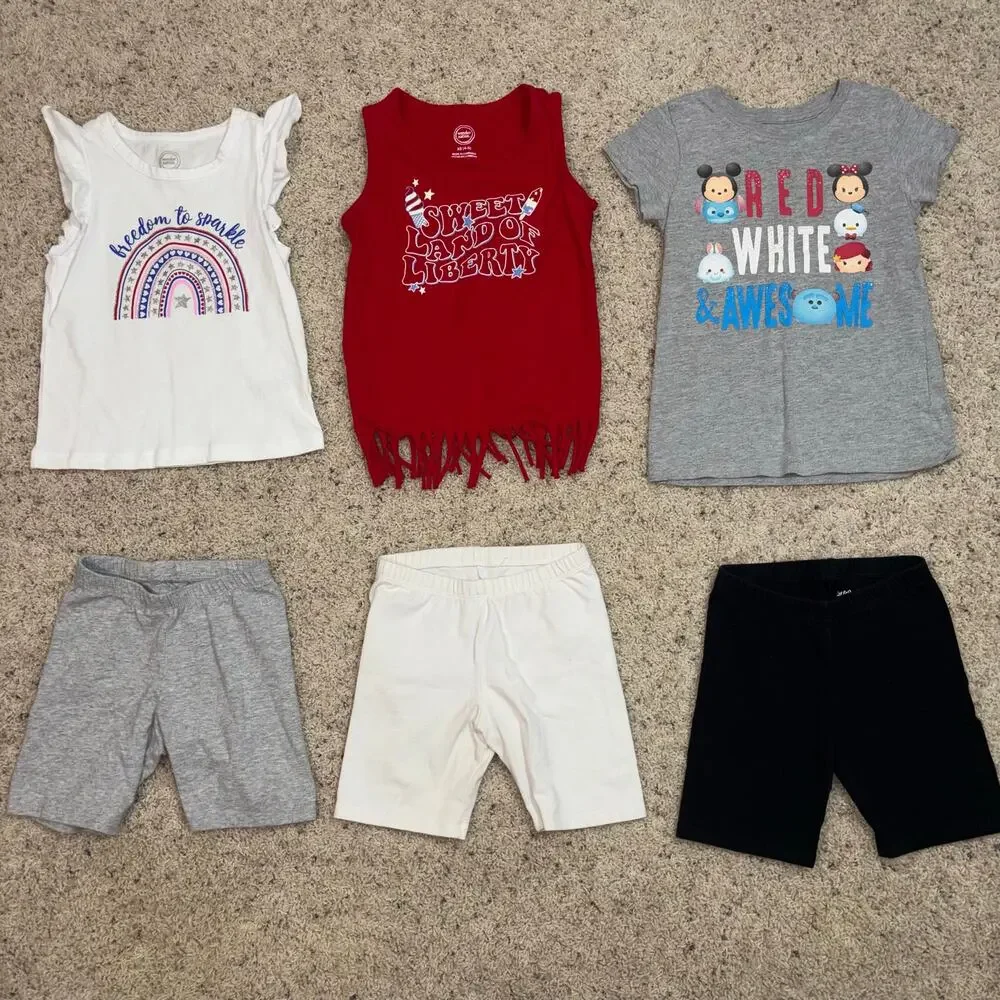 Girls Summer Clothes Tops, Tanks, Shorts, Sets - Size 4/5-5 - 21 Piece Lot